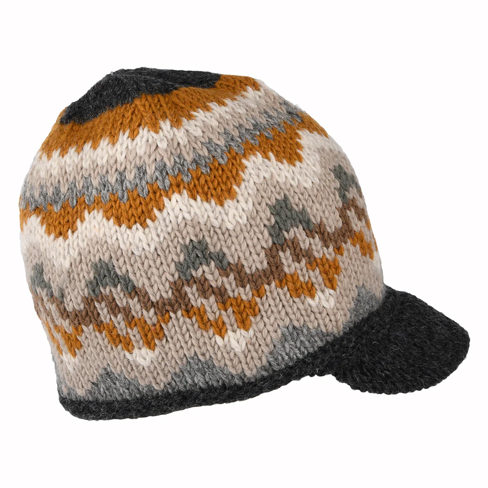 Kusan Beanie Mütze mit Visier Wave - Anthrazit-Senfgelb-Grau - Image 2