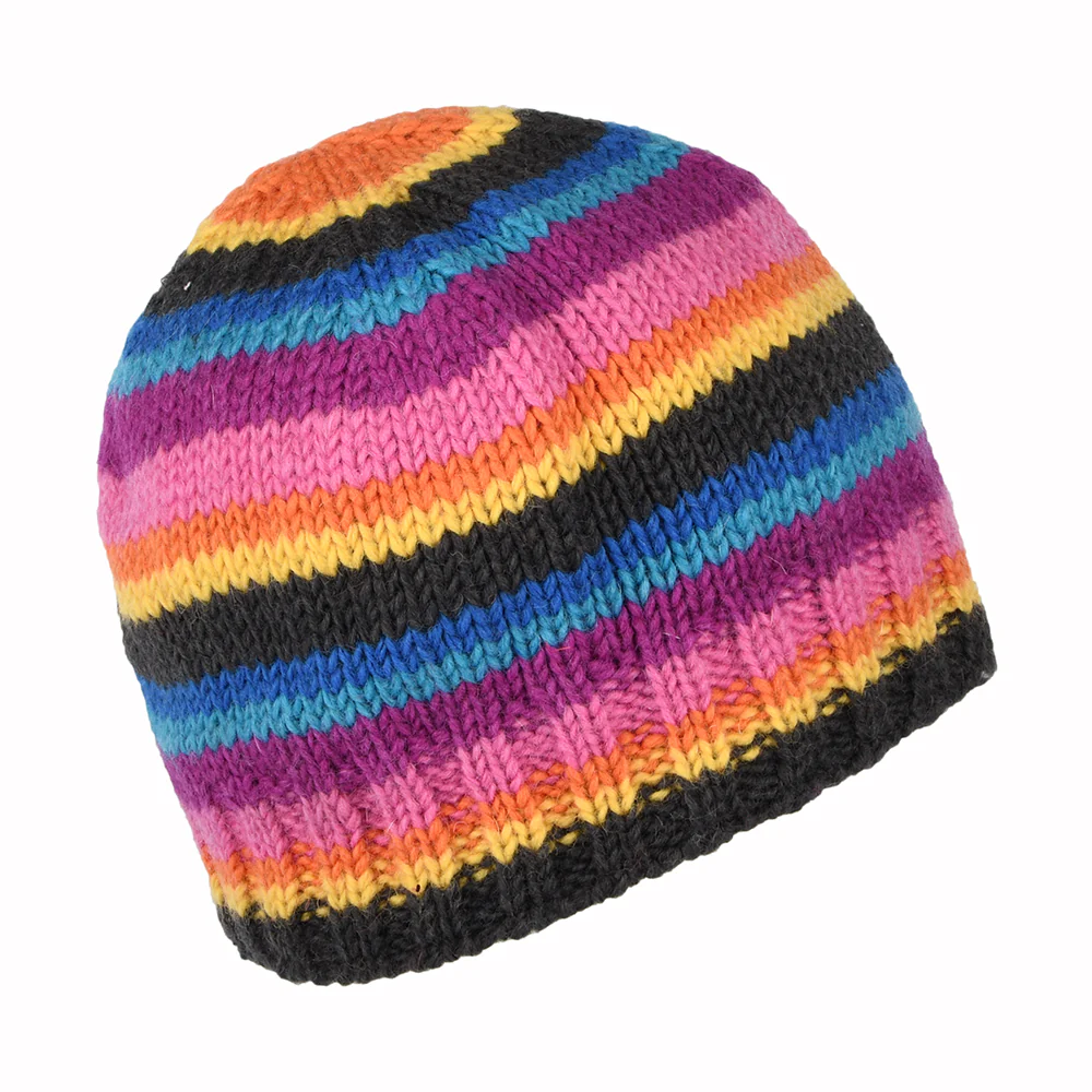 Kusan Brooklyn Beanie Mütze gestreift - Grau-Pink - Image 2
