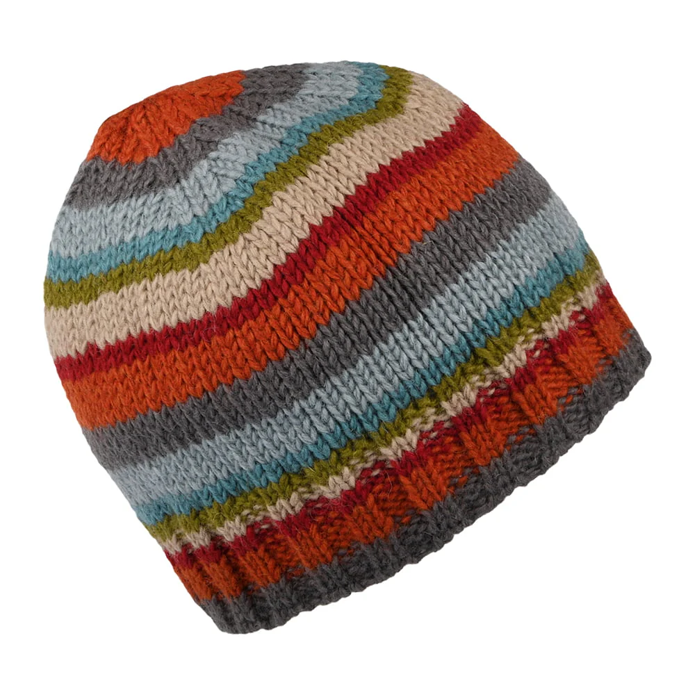 Kusan Brooklyn Beanie Mütze gestreift - Petrol-Orange - Image 2