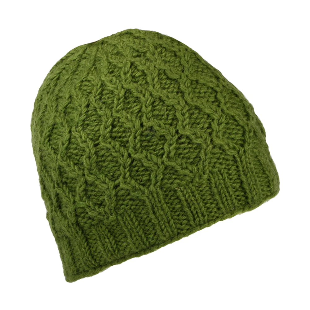 Kusan Brooklyn Beanie Mütze mit Zopfstrickmuster - Olivgrün - Image 2