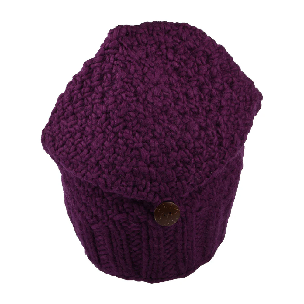 Kusan Button Down Beanie Mütze - Lila - Image 3