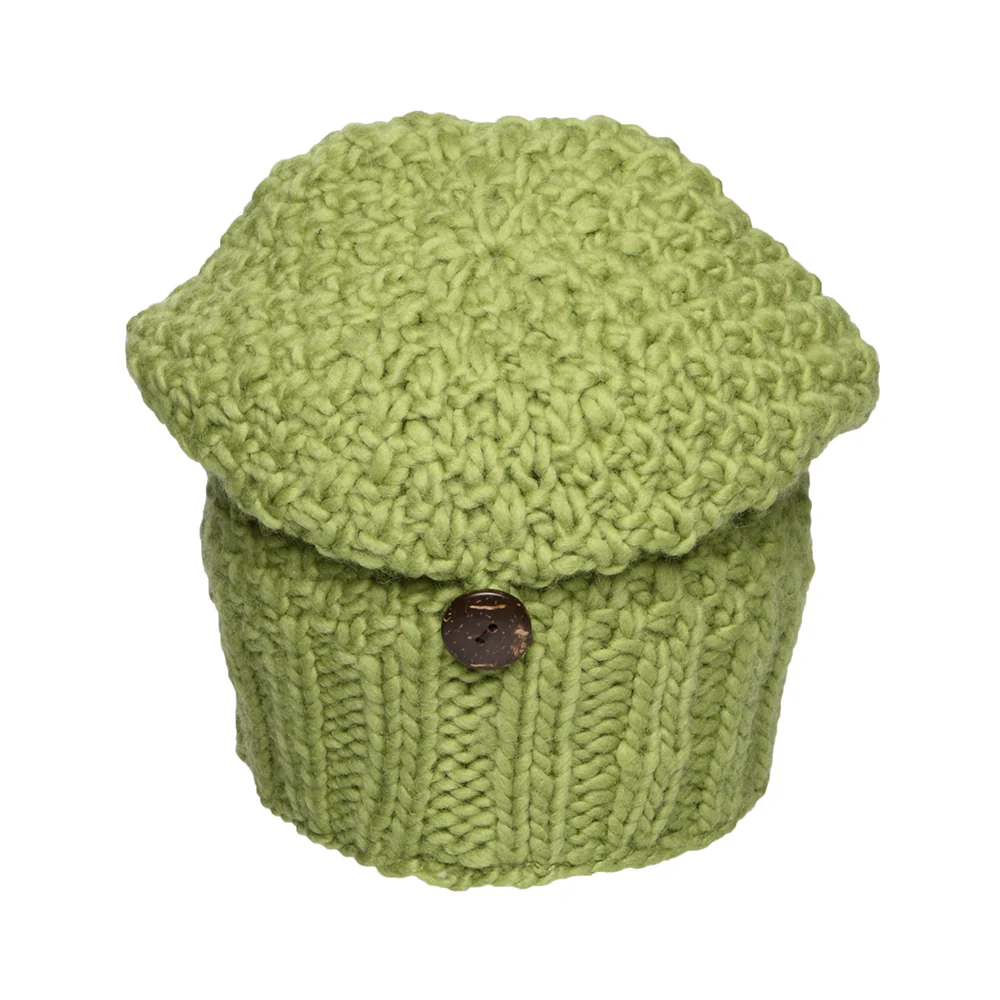 Kusan Button Down Beanie Mütze - Limettengrün - Image 3