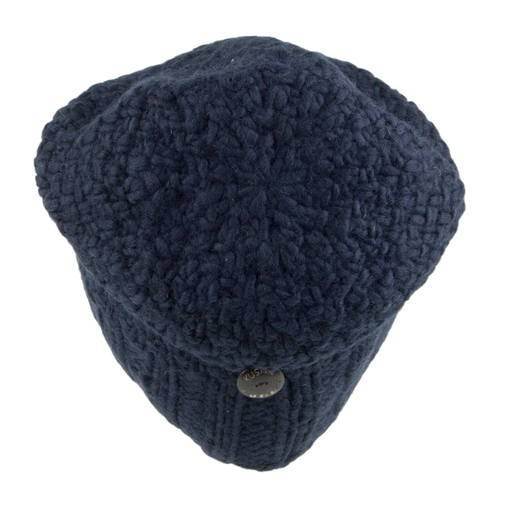 Kusan Button Down Beanie Mütze - Marineblau - Image 2