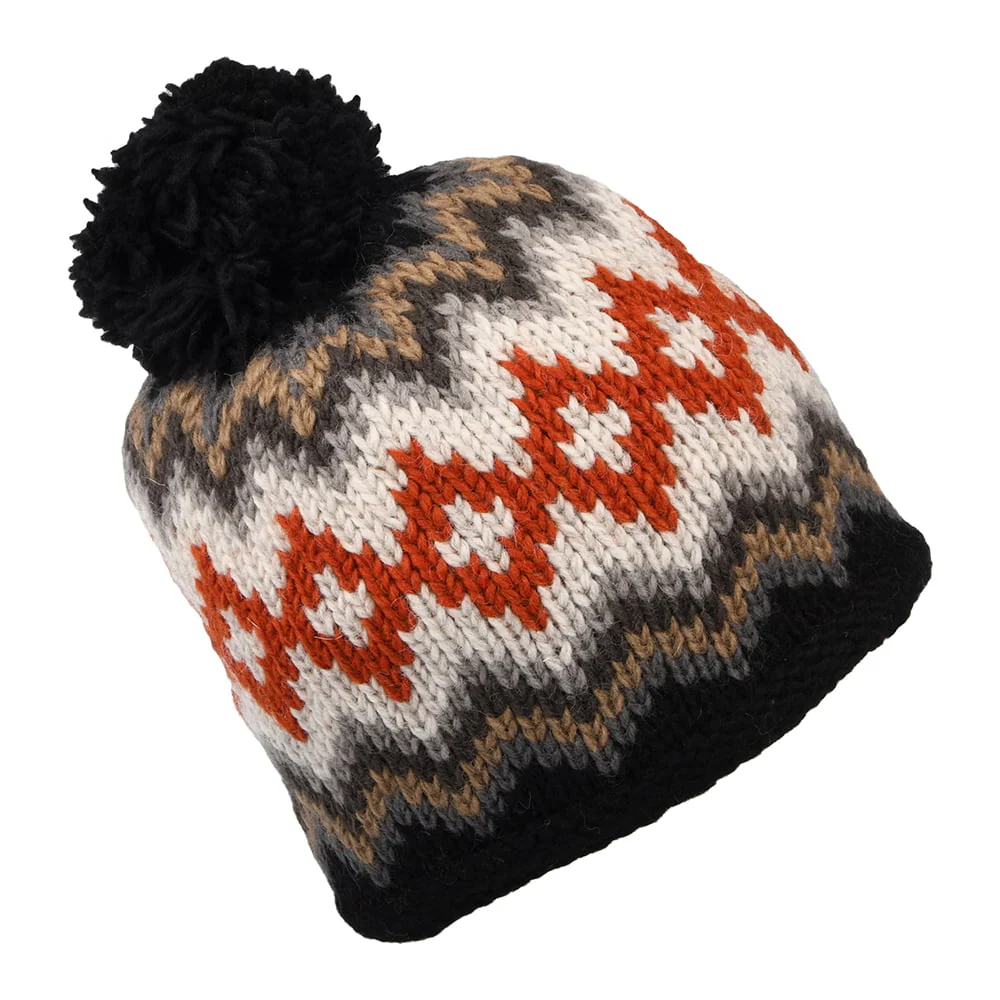 Kusan Diamond Bommelmütze Fair Isle - Grau-Multi - Image 2