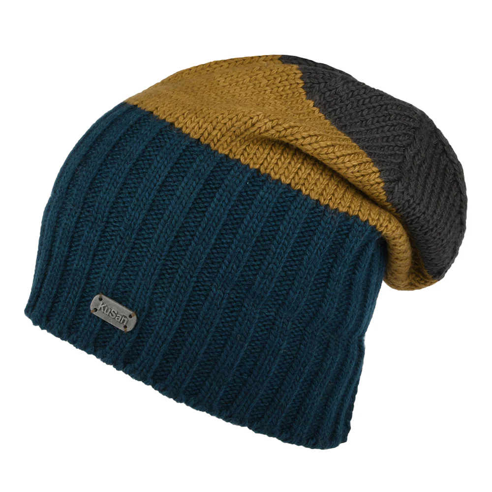 Kusan Floppy Beanie Mütze aus Merinowolle - Mehrfarbig