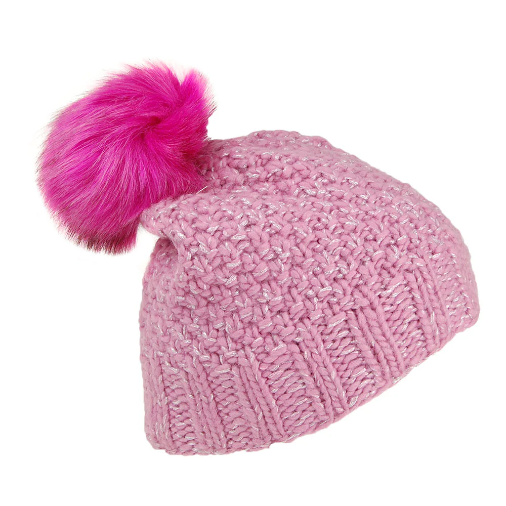 Kusan Garn Bommelmütze mit Perlmuster - Rosa - Image 2