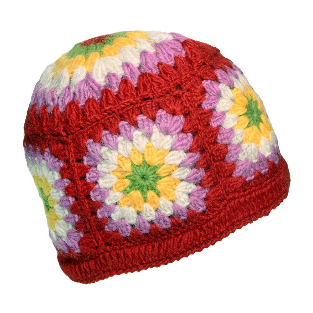 Kusan Gehäckelte Beanie Mütze Granny Square - Rot - Image 2