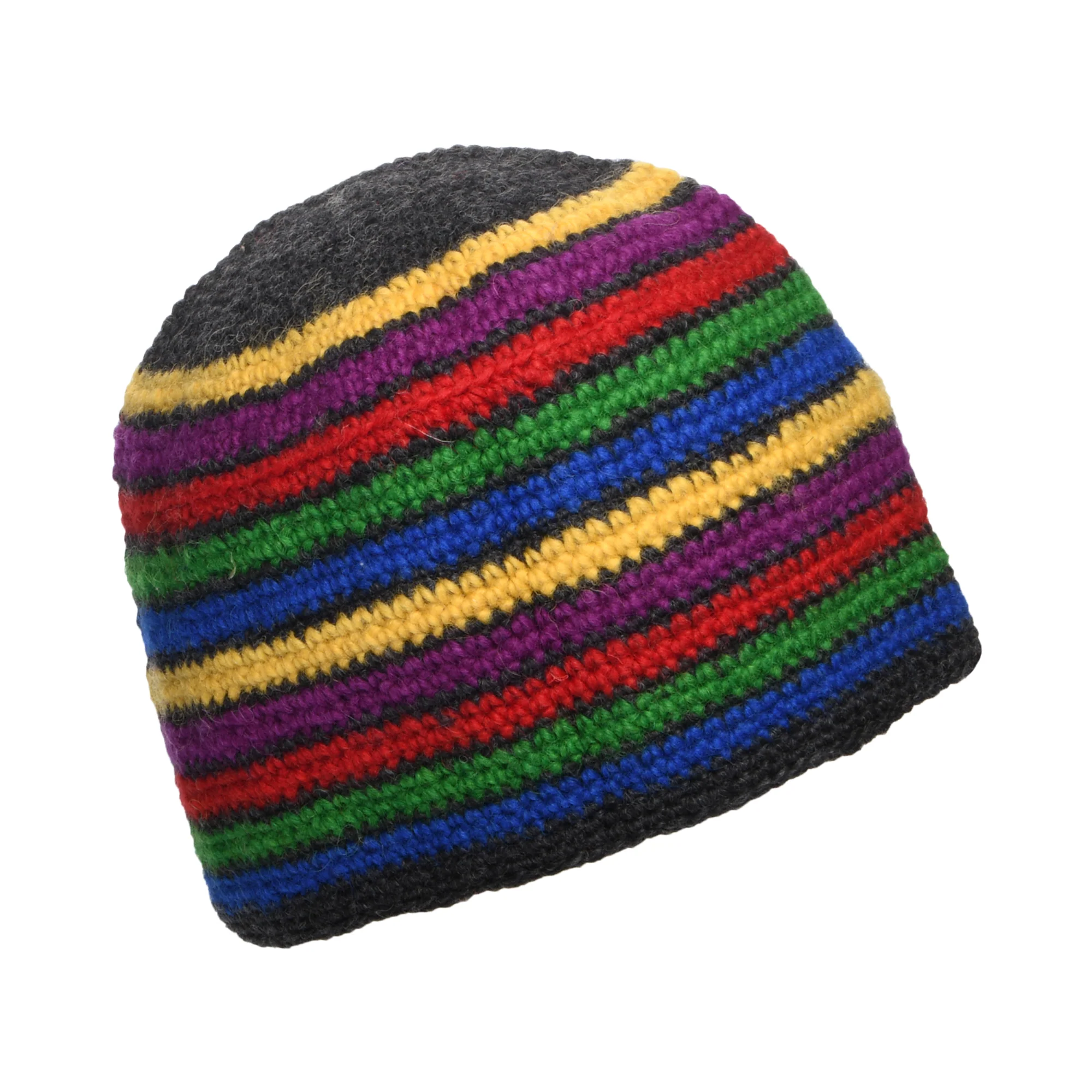 Kusan Gehäckelte Blume Beanie Mütze - Anthrazit-Rot - Image 2