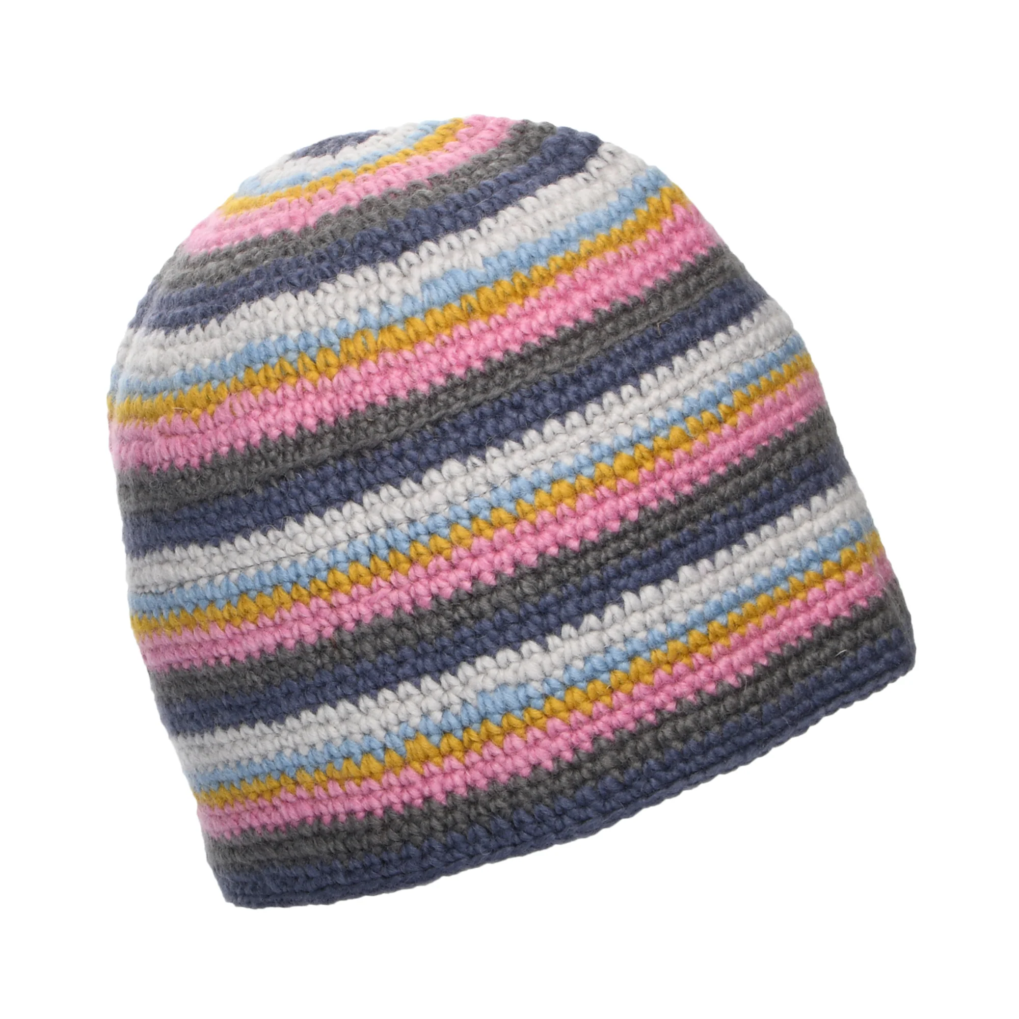 Kusan Gehäckelte Blume Beanie Mütze - Grau-Pink - Image 2