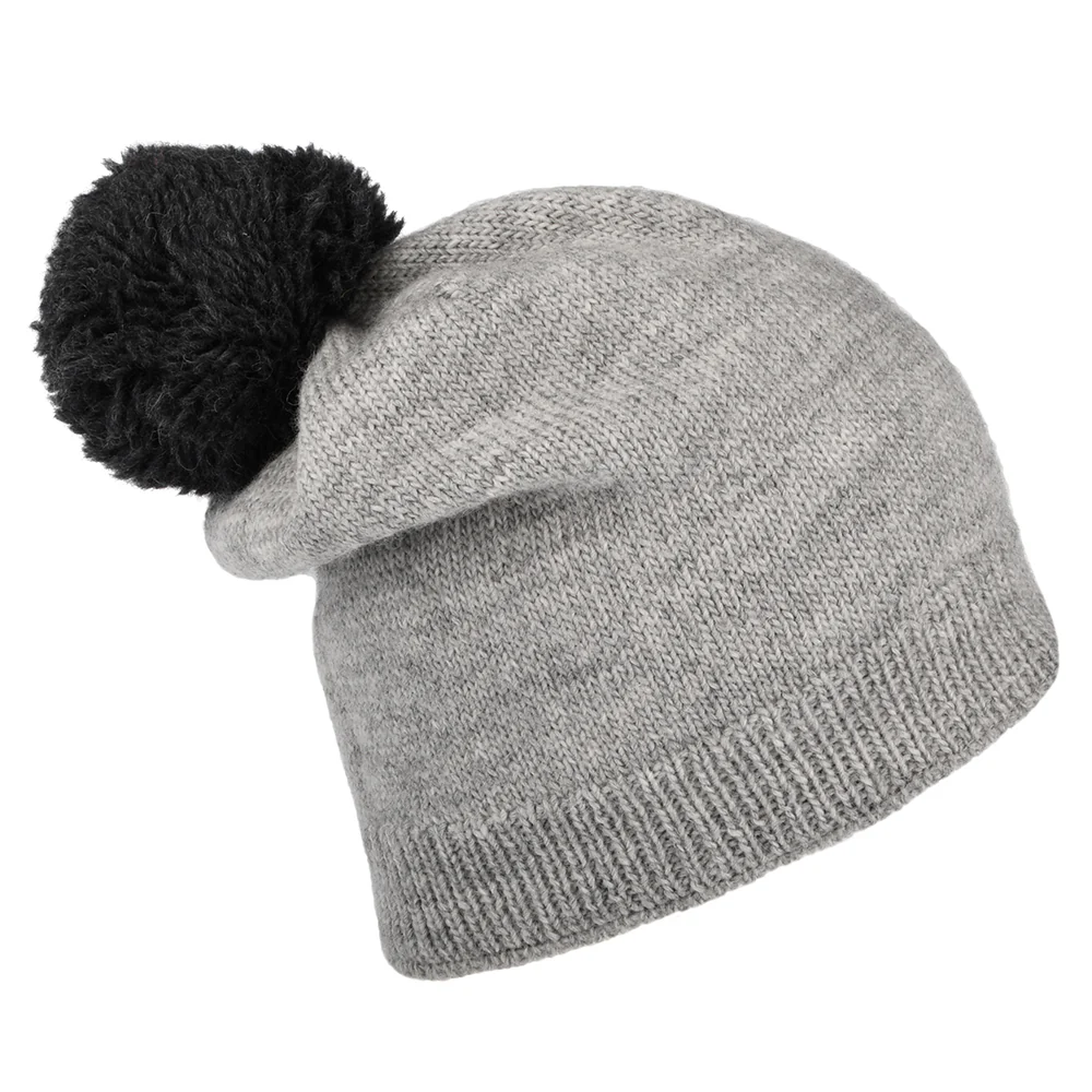 Kusan Kontrast Bommel Slouch Bommelmütze - Grau - Image 2