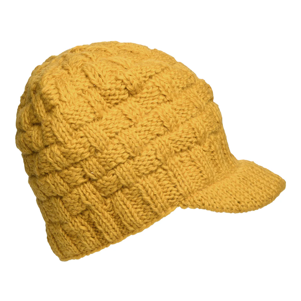 Kusan Korbmuster Beanie Mütze mit Visier - Gelb - Image 2