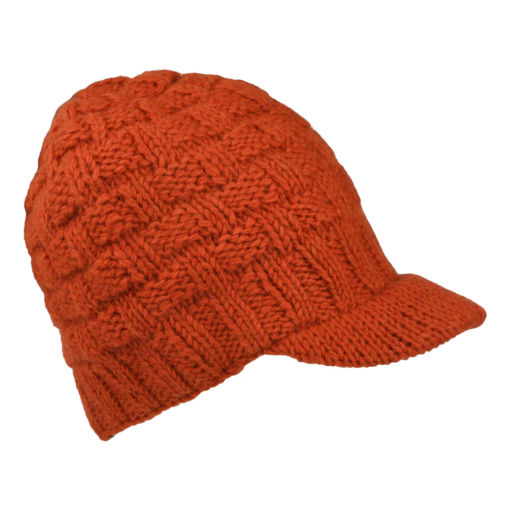 Kusan Korbmuster Beanie Mütze mit Visier - Verbranntes Orange - Image 2