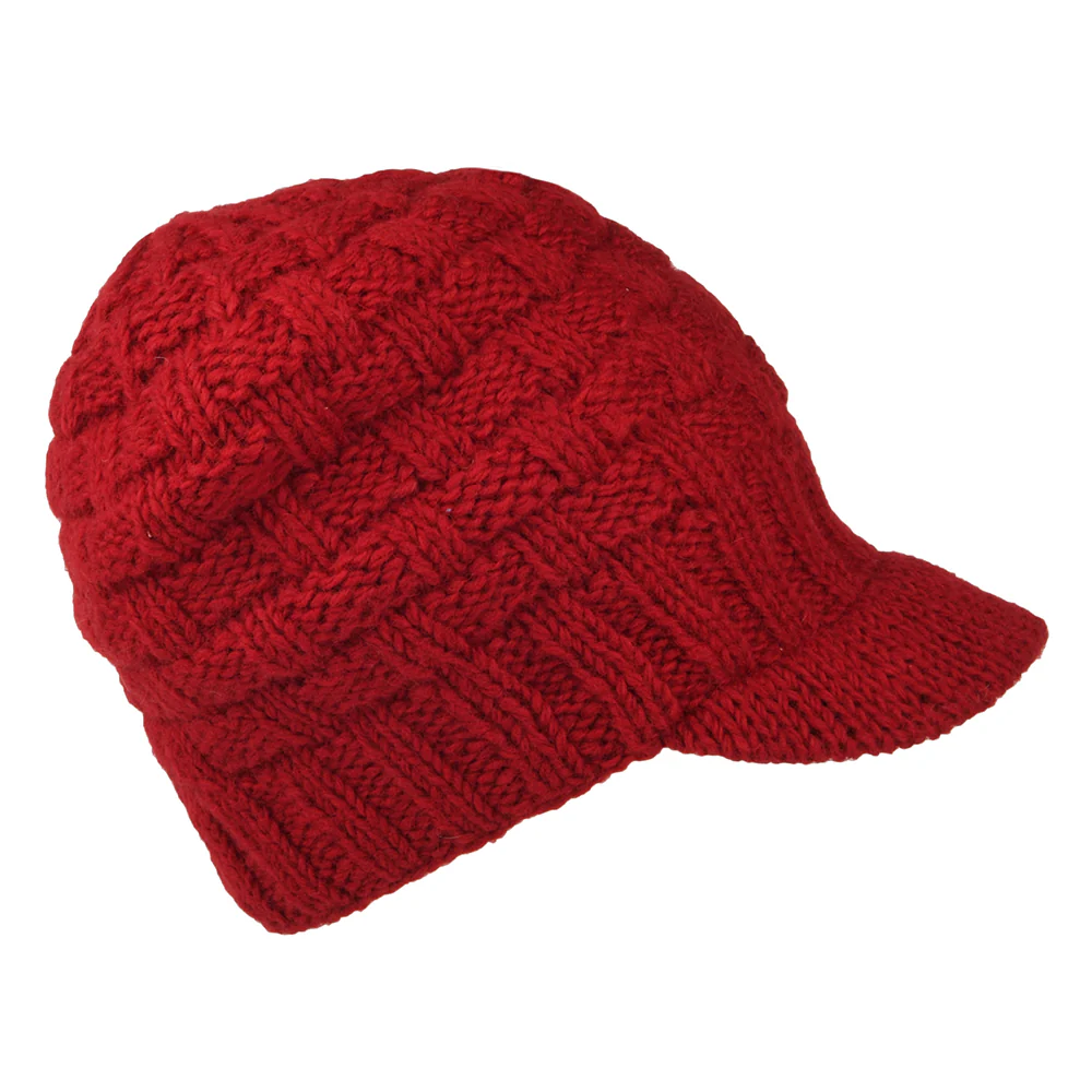 Kusan Korbmuster Beanie Mütze mit Visier - Rot - Image 2