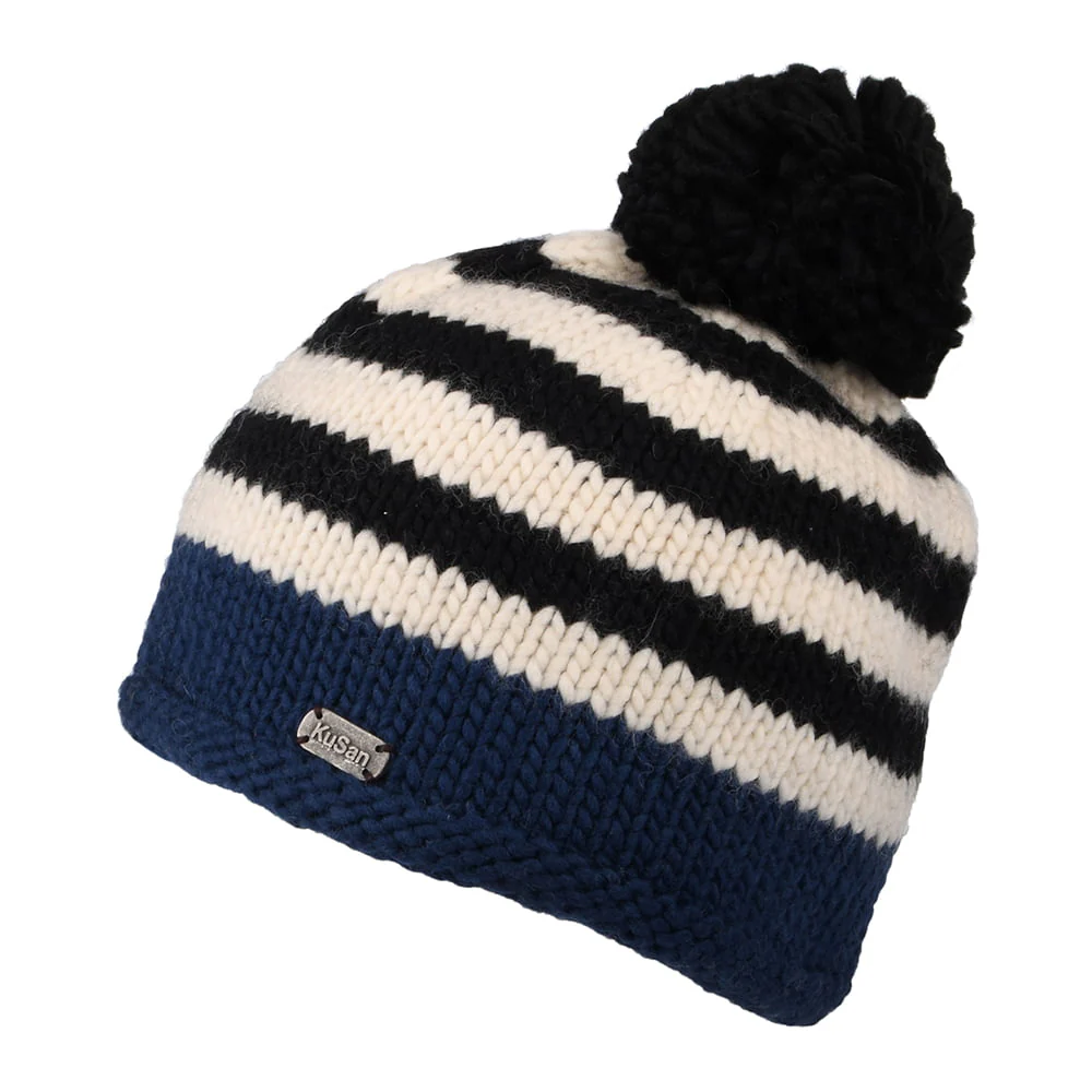 Kusan Moss Yarn Bommelmütze - Marineblau