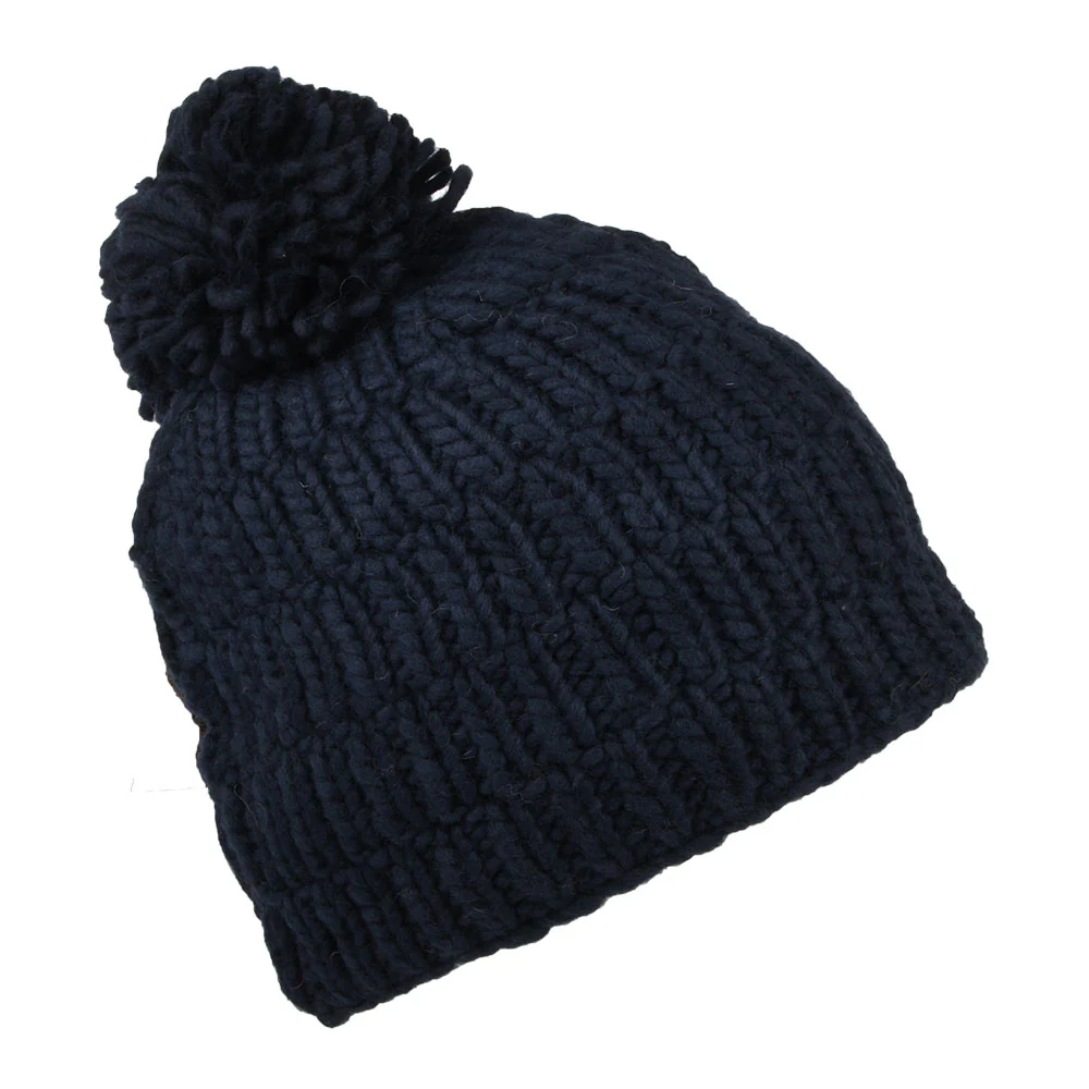 Kusan Moss Yarn Bommelmütze Rib Cable - Marineblau - Image 2