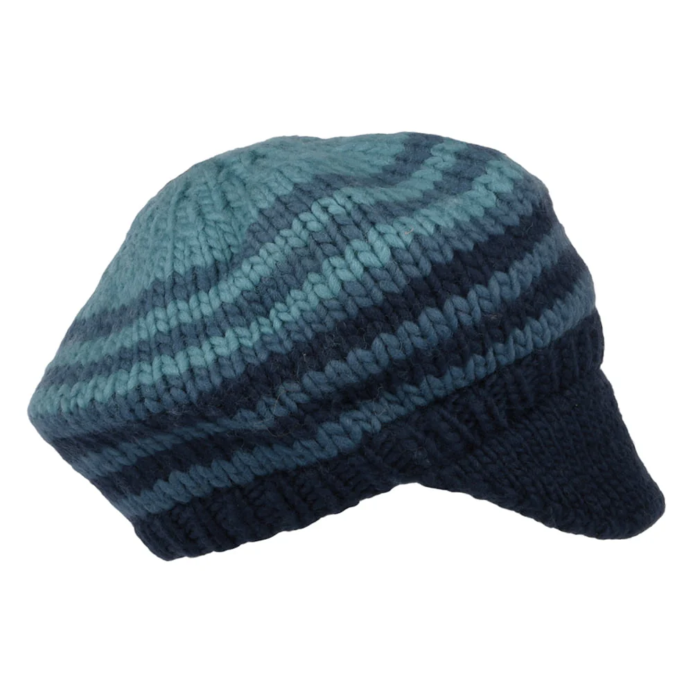 Kusan Moss Yarn Soft Peaked Beanie Mütze - Blau-Multi - Image 2