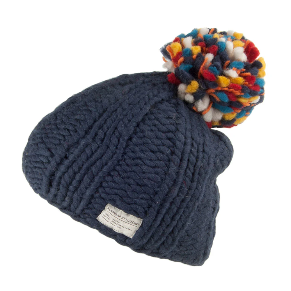 Kusan Multi Pom Bommelmütze - Marineblau