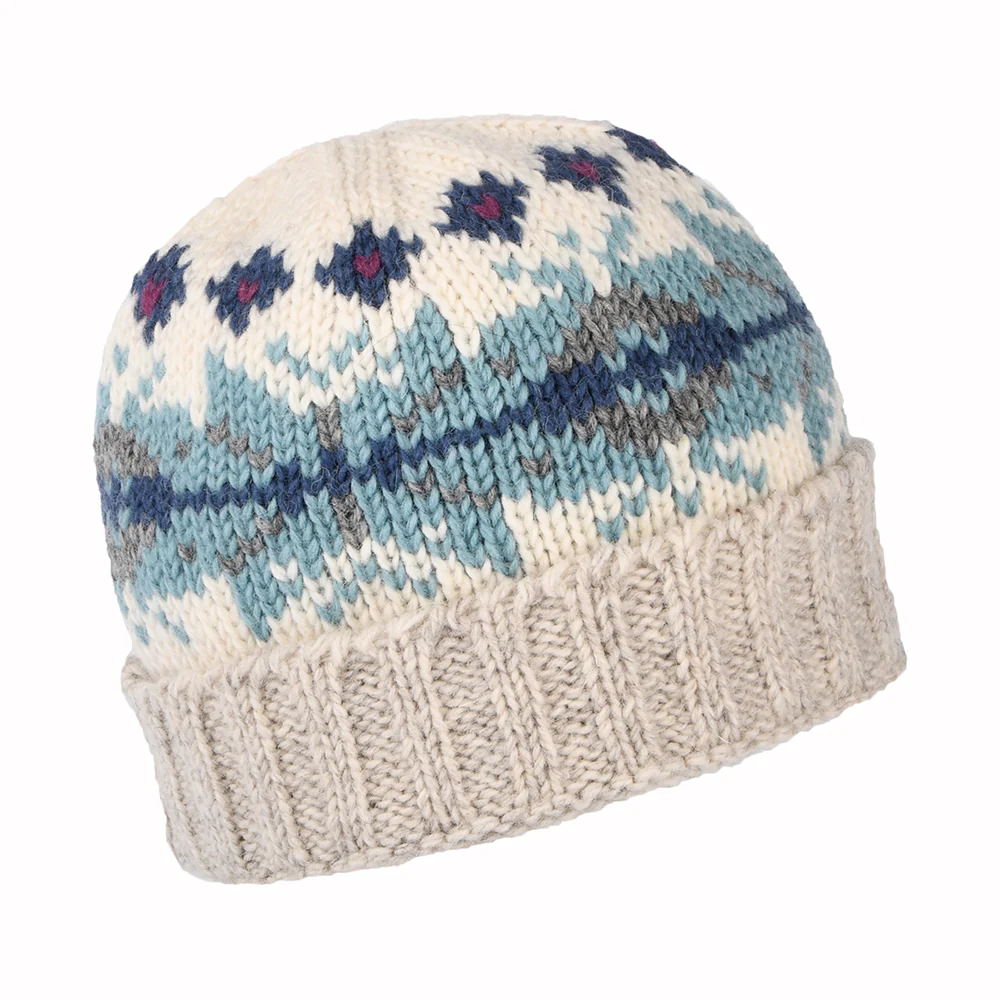 Kusan Schneeflocke Turn Up Beanie Mütze - Creme - Image 2