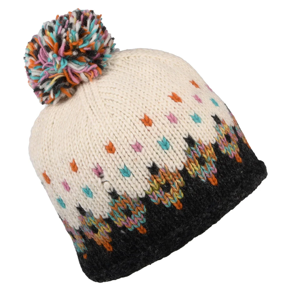 Kusan Snowy Bommelmütze Fair Isle - Cremefarben- Anthrazit - Image 2