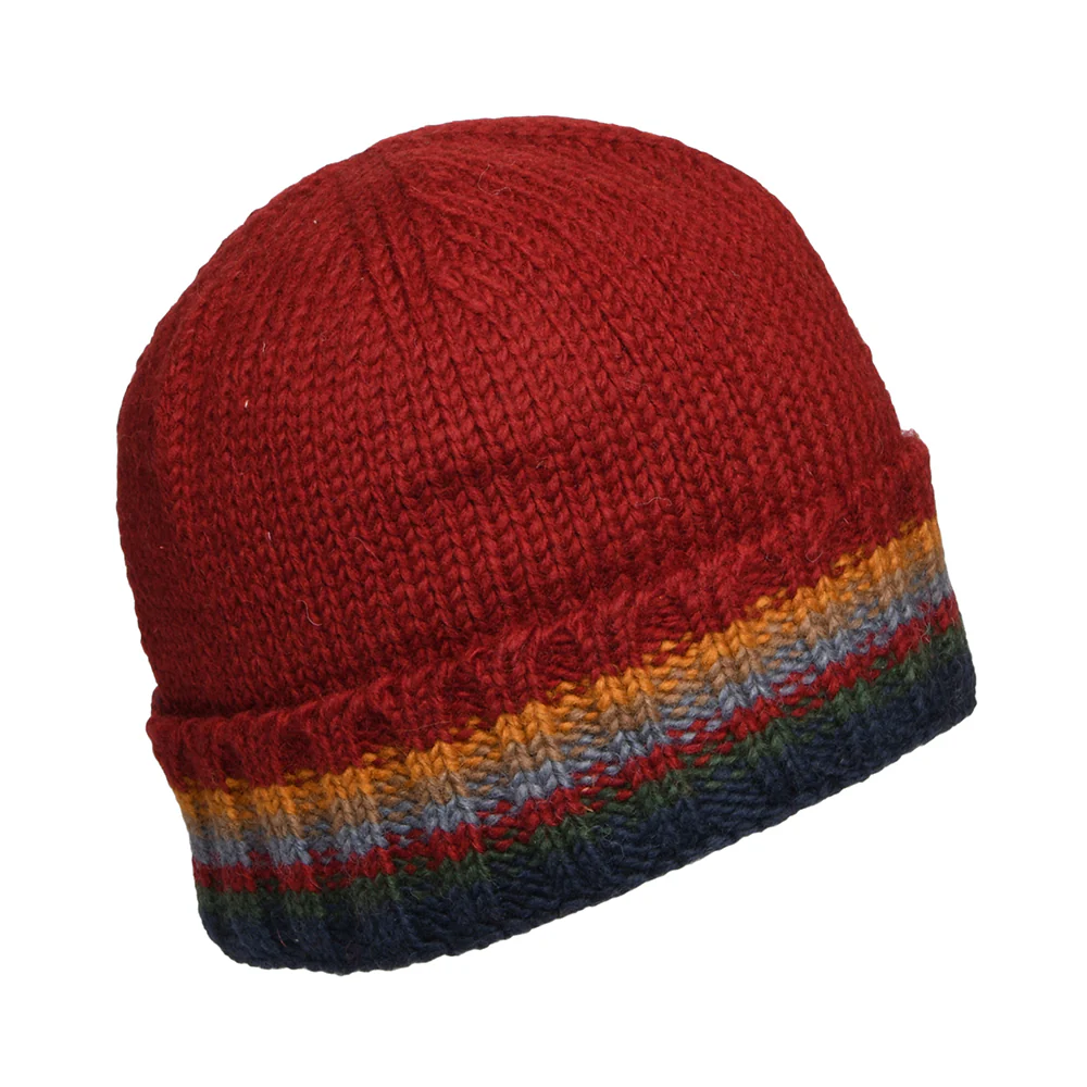 Kusan Turn Up Cuff Beanie Mütze Strick - Rot - Image 2