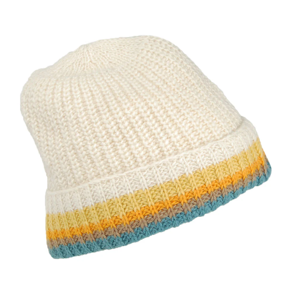 Kusan Turn Up Cuff Beanie Mütze Strick - Cremefarben-Multi - Image 2