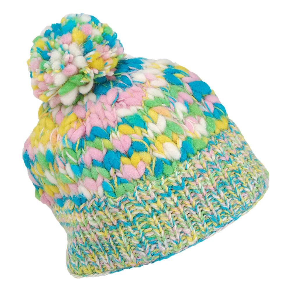 Kusan Uneven Yarn Bommelmütze - Grün-Gelb - Image 2