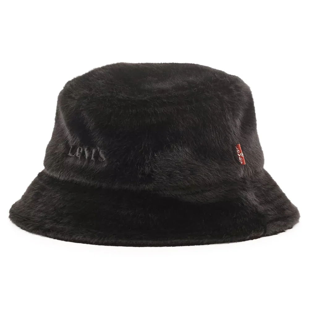 Levi's Cozy Kunstfell Fischerhut - Schwarz
