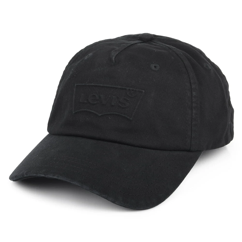 Levi's Debossed Big Batwing Verwaschene Baseball Cap - Schwarz