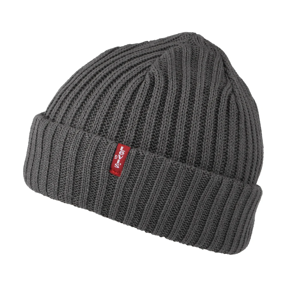 Levi's Fisherman Beanie Mütze Gerippt - Dunkelgrau