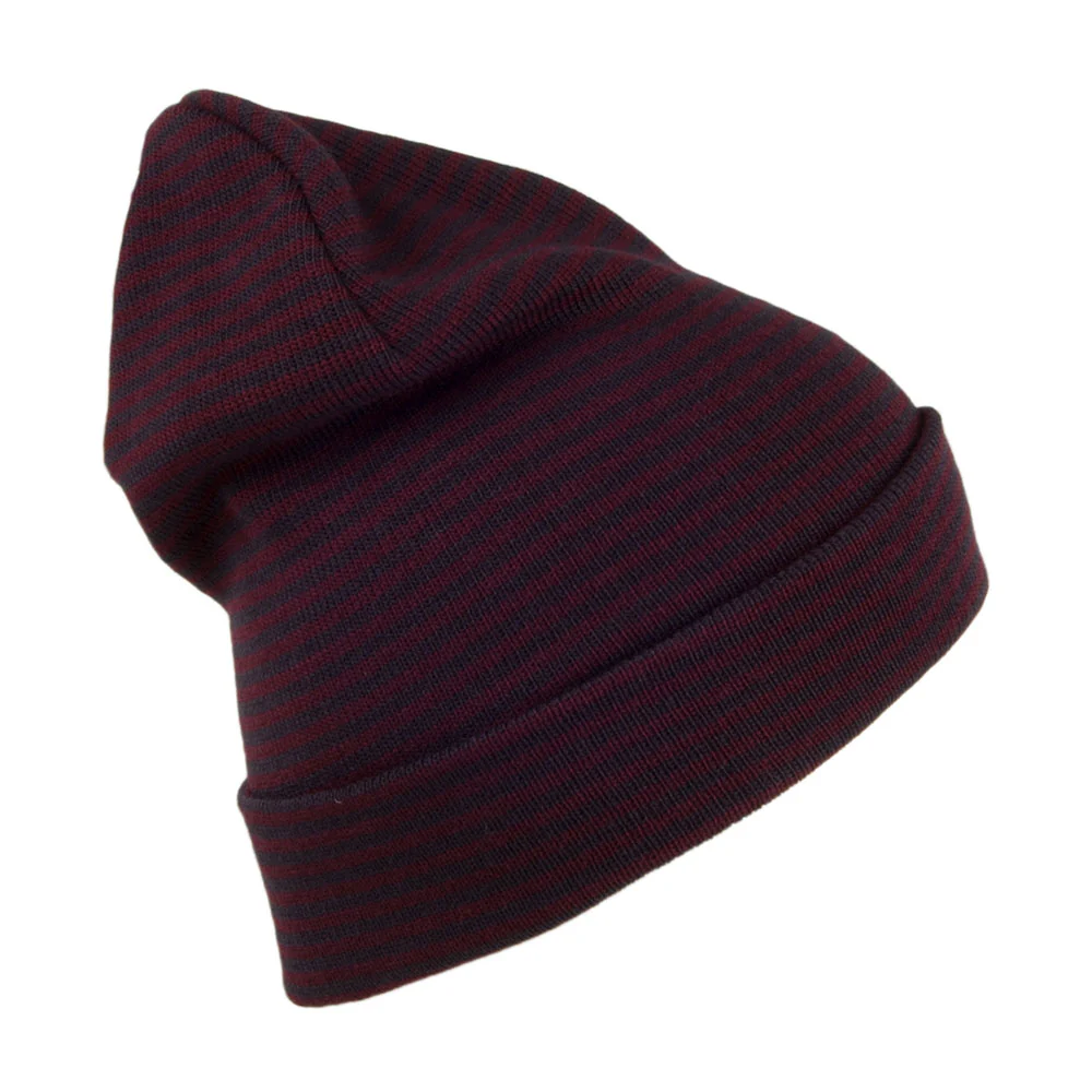 Levi's Gestreifte Beanie Mütze - Burgunderrot-Marineblau - Image 2