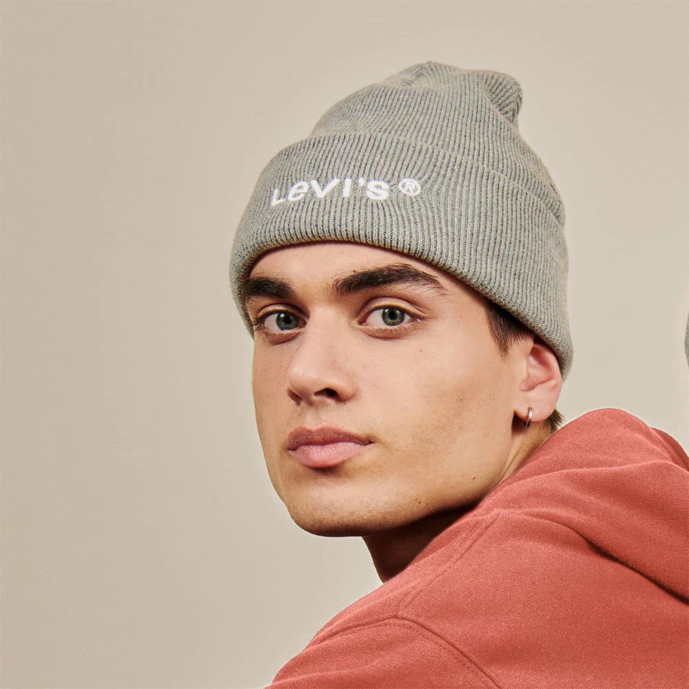 Levi's Wordmark Recycled mit Umschlag Beanie Mütze - Grau - Image 3