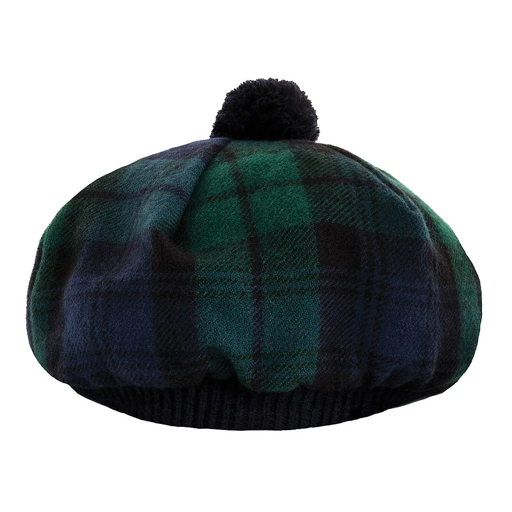 Lochcarron Schottland Tam O' Shanter Lammwoll Mütze-Black Watch Modern