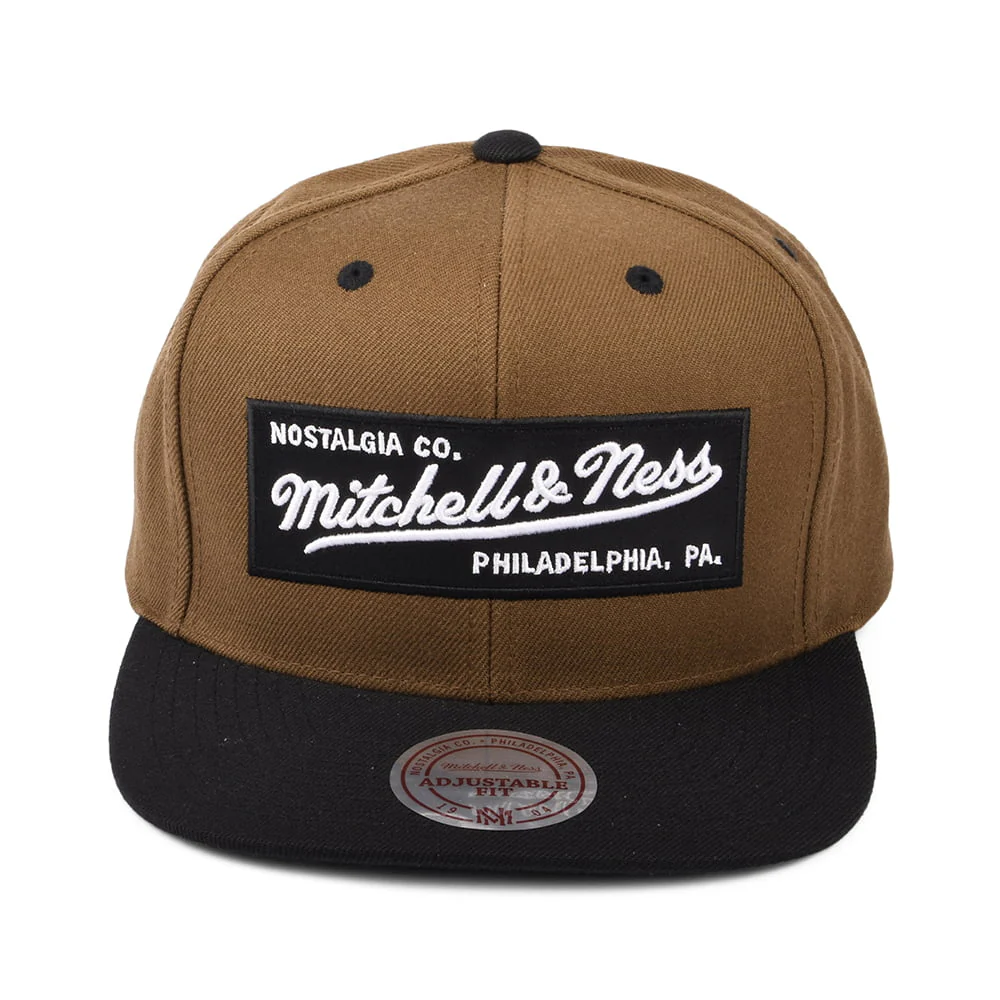 Mitchell & Ness Box Logo Snapback Cap - Hellbraun-Schwarz - Image 2