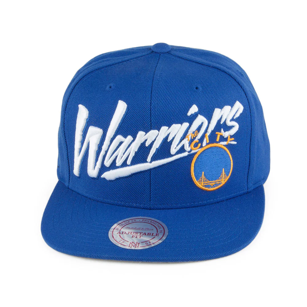 Mitchell & Ness Golden State Warriors Snapback Cap - Vice Script Solid - Blau - Image 2