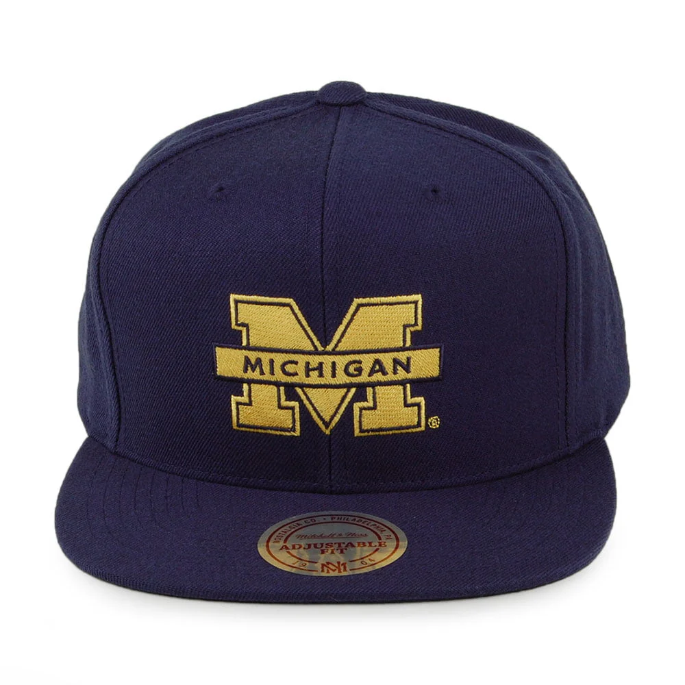 Mitchell & Ness Michigan Wolverines Snapback Cap - Core Wool Solid - Marineblau - Image 2