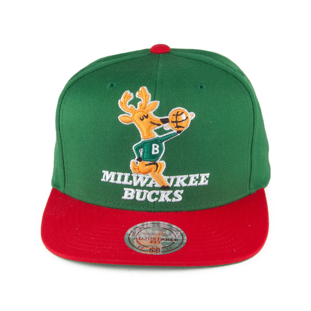 Mitchell & Ness Milwaukee Bucks Snapback Cap - XL Logo 2 Tone - Grün-Rot - Image 2