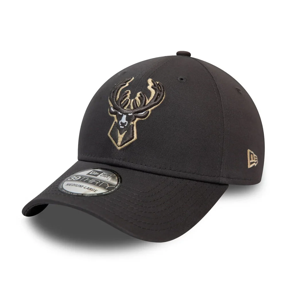 New Era 39THIRTY Milwaukee Bucks Baseball Cap - NBA Gray Pop - Graphitgrau