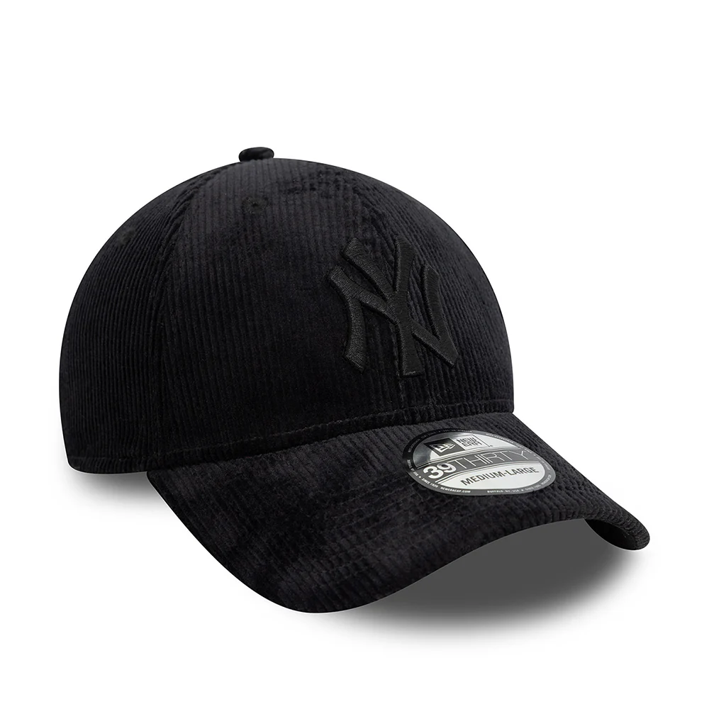 New Era 39THIRTY New York Yankees Baseball Cap - MLB Cord II - Schwarz auf Schwarz - Image 3