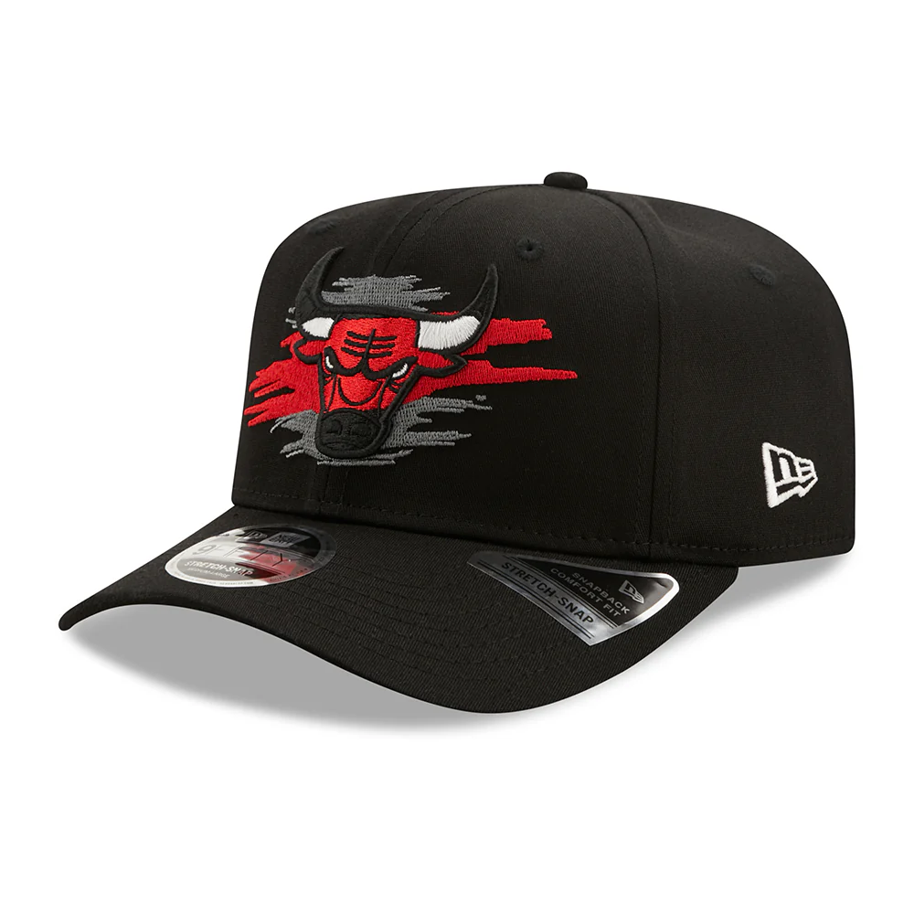 New Era 9FIFTY Stretch Chicago Bulls Snapback Cap - NBA Tear Logo - Schwarz