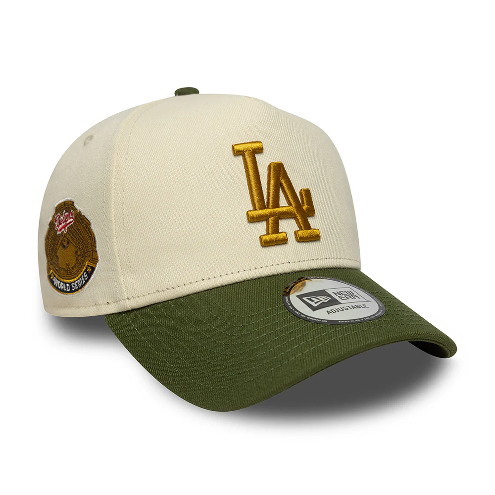 New Era 9FORTY A-Frame L.A. Dodgers Snapback Cap - MLB World Series Patch - Cremefarben-Moosgrün - Image 3