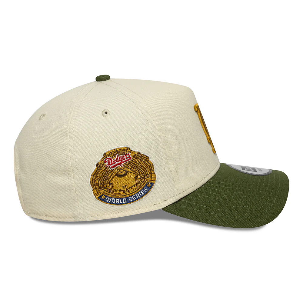 New Era 9FORTY A-Frame L.A. Dodgers Snapback Cap - MLB World Series Patch - Cremefarben-Moosgrün - Image 4