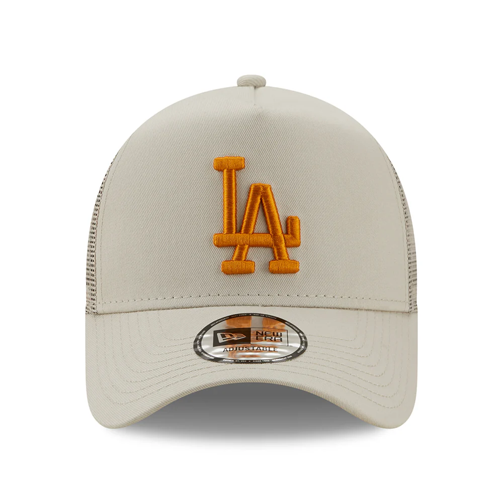 New Era 9FORTY A-Frame L.A. Dodgers Trucker Cap - MLB League Essential II - Steingrau-Orange - Image 2