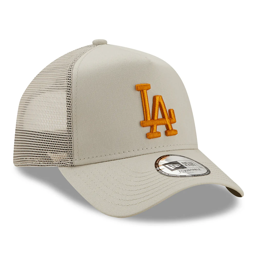 New Era 9FORTY A-Frame L.A. Dodgers Trucker Cap - MLB League Essential II - Steingrau-Orange - Image 3