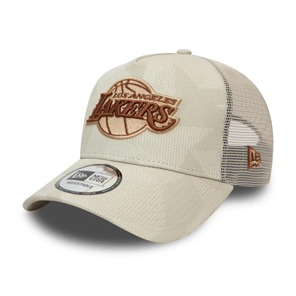New Era 9FORTY A-Frame L.A. Lakers Trucker Cap - NBA Multi Camo - Steingrau