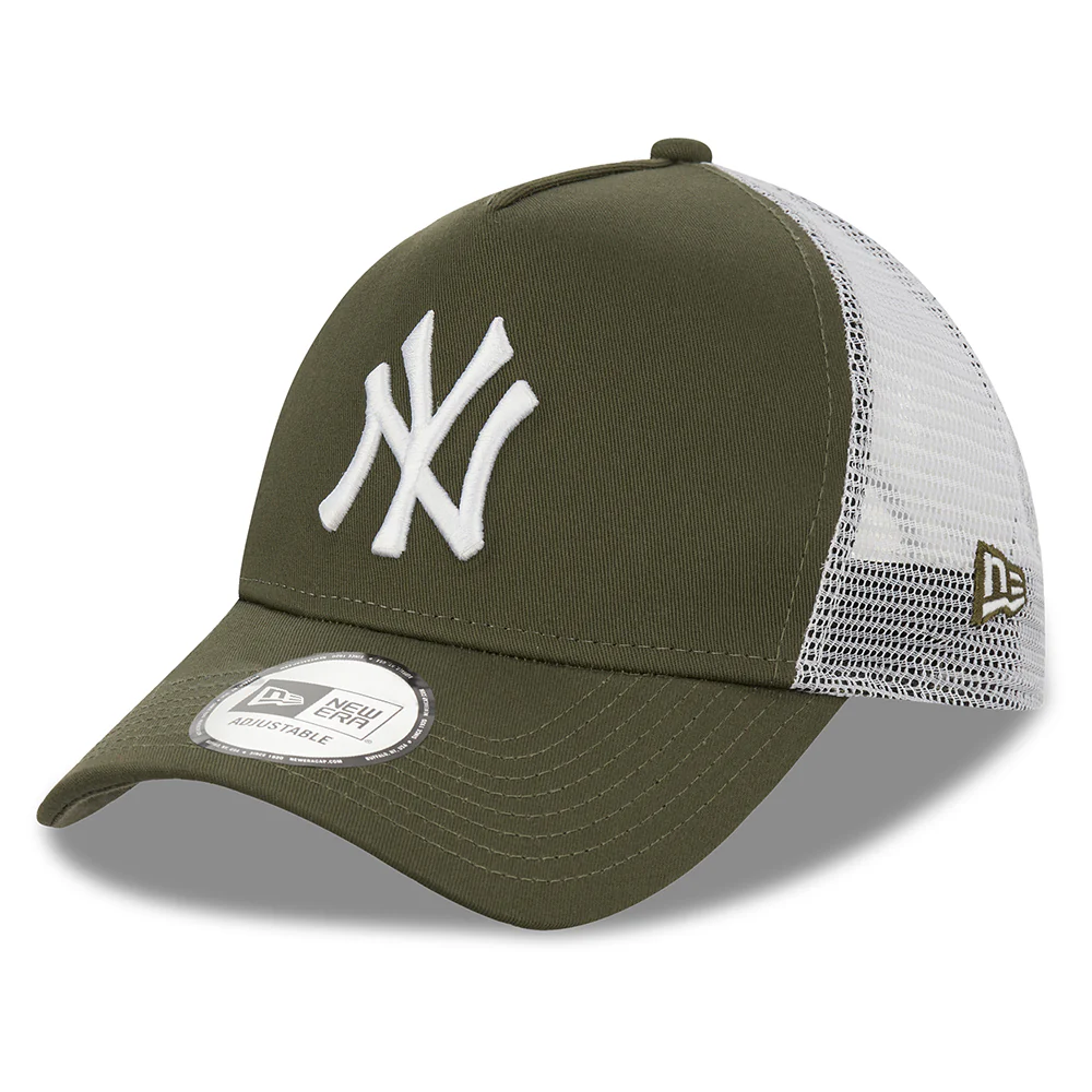New Era A-Frame New York Yankees Trucker Cap - MLB League Essential II - Olivgrün-Weiß