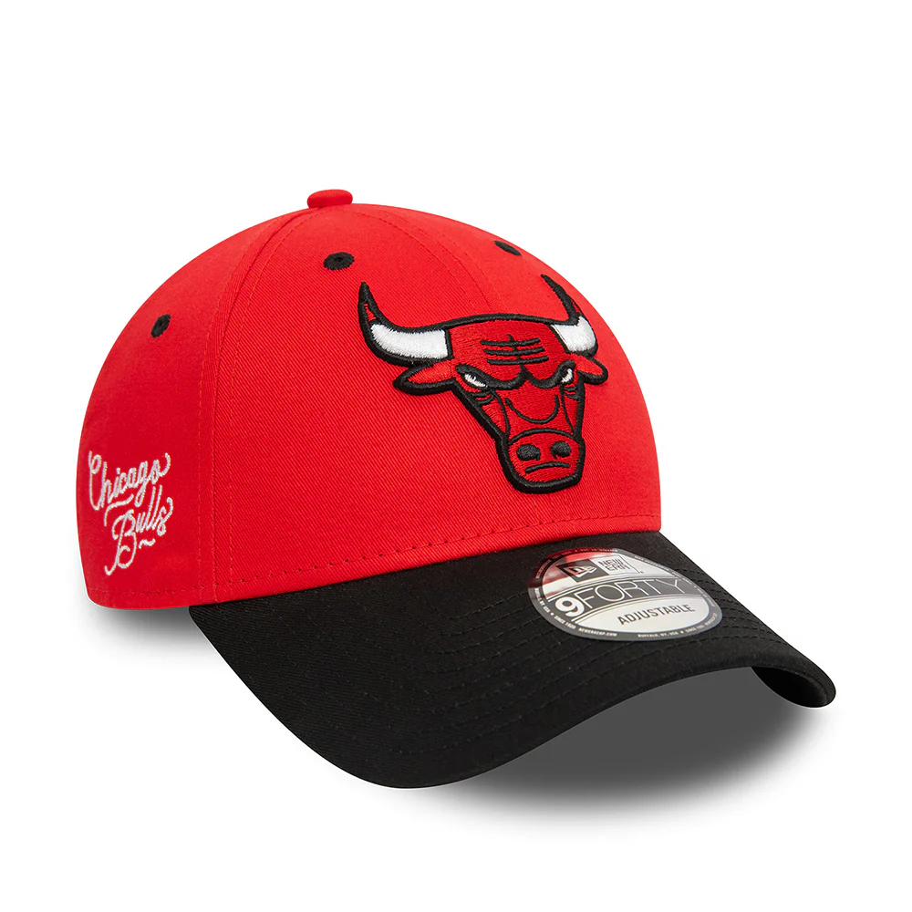 New Era 9FORTY Chicago Bulls Baseball Cap - NBA Side Patch - Rot-Schwarz - Image 3