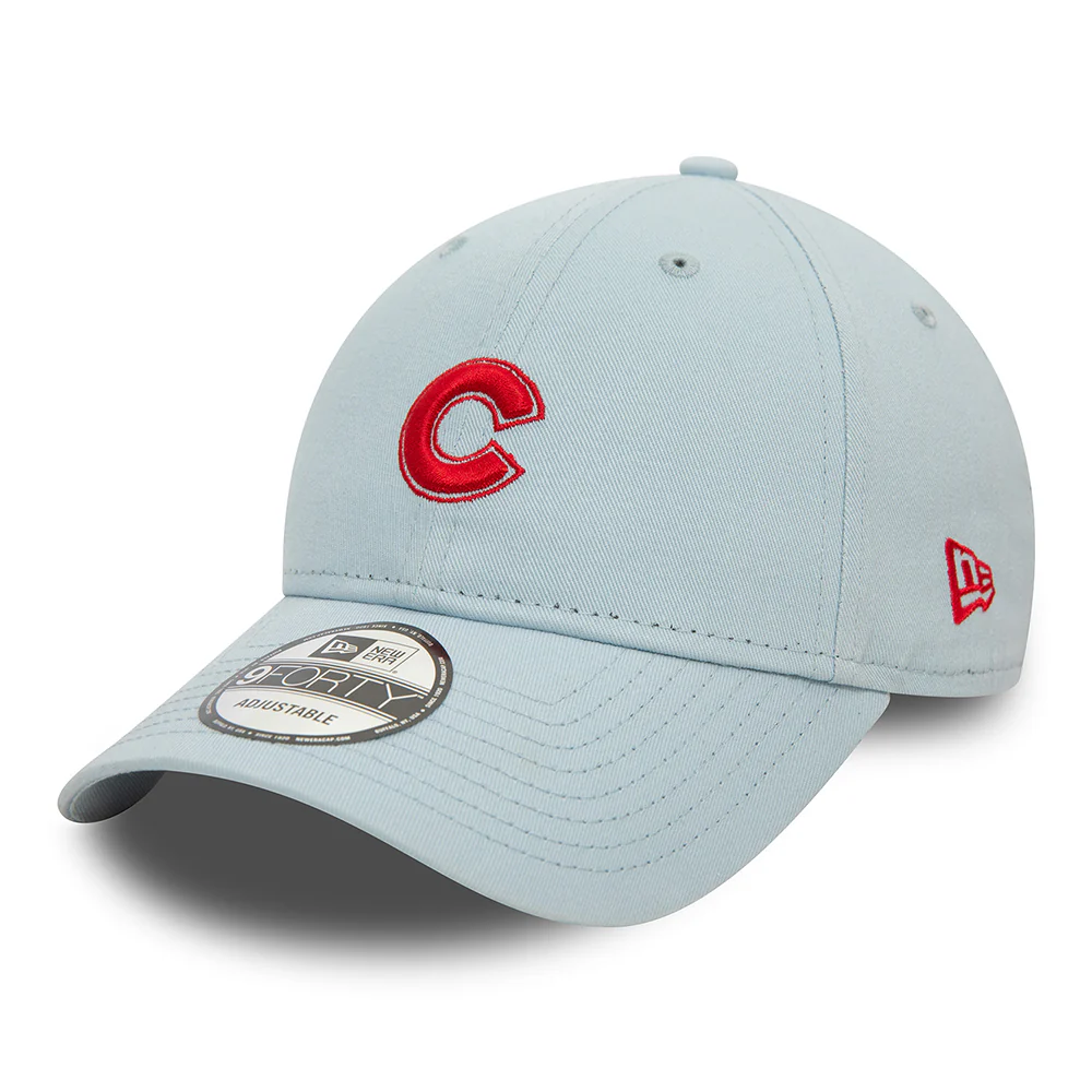 New Era 9FORTY Chicago Cubs Baseball Cap - MLB Washed - Baby Blau-Scharlachrot