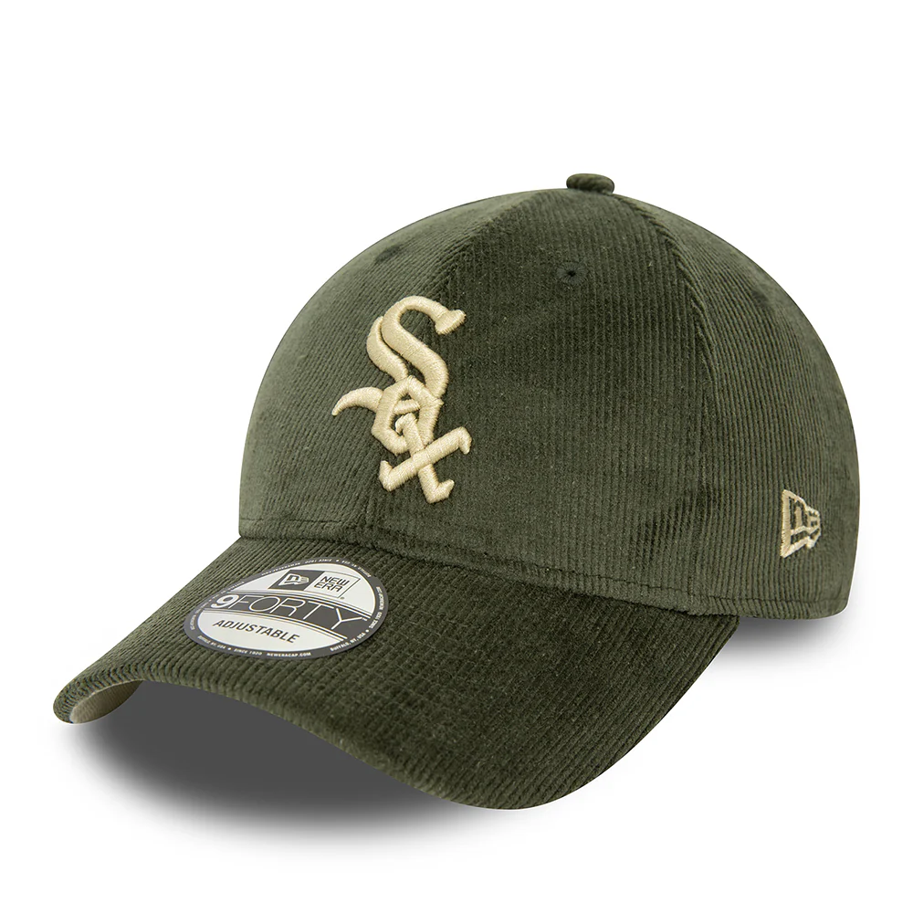 New Era 9FORTY Chicago White Sox Baseball Cap - MLB Cord - Olivgrün-Steingrau