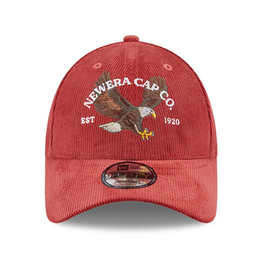 New Era 9FORTY Eagle Baseball Cap - NE Cord - Verwaschenes Rot - Image 2