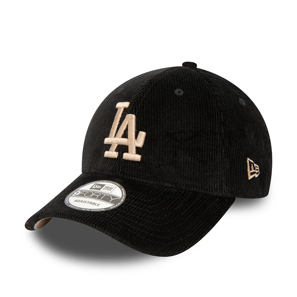 New Era 9FORTY L.A. Dodgers Baseball Cap - MLB Cord - Schwarz-Hellbraun